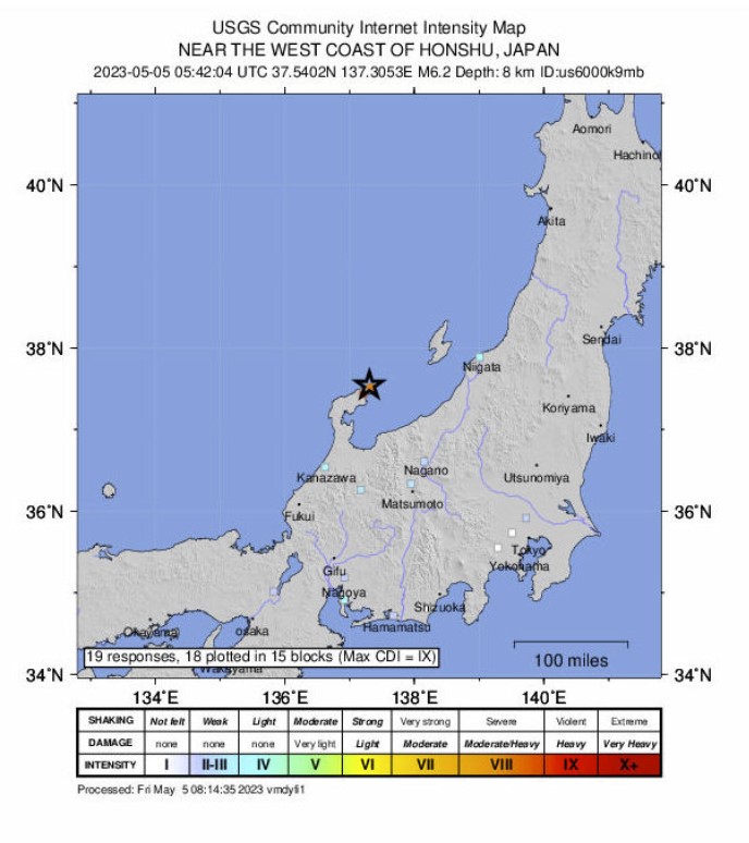 M6.2 earthquake hits Japan killing 1 and injuring dozens