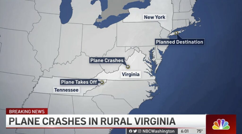 No Survivors Found After Plane Crashes in Virginia; Fighter Jet Response Causes Sonic Boom Across DC Area