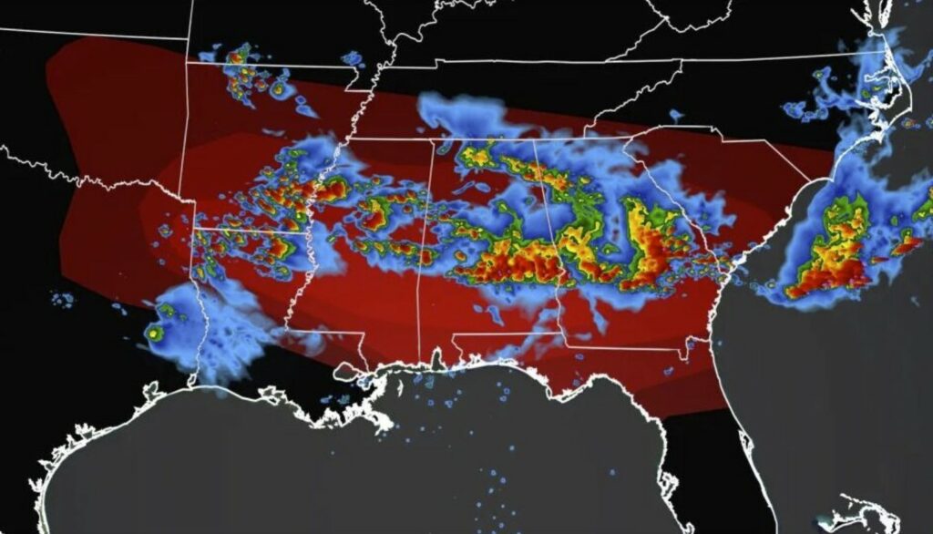 Severe weather southern US states