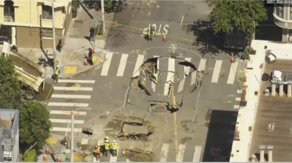 Giant sinkhole San Francisco intersection