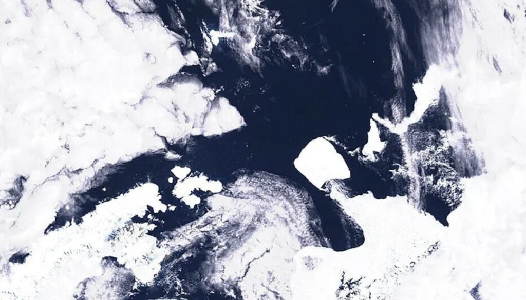 A satellite image of the world's largest iceberg, named A23a, is seen in Antarctica on Nov. 15