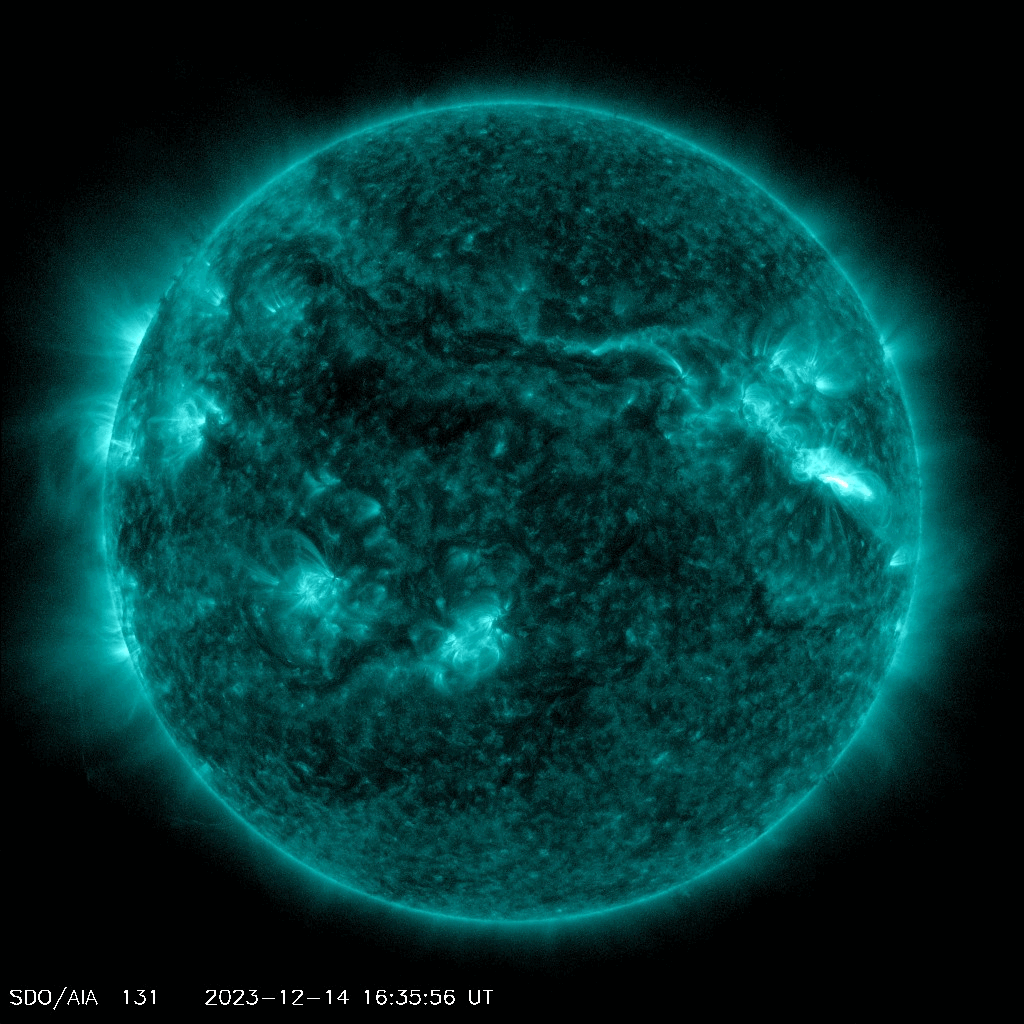 Sunspot 3514 erupted on Dec. 14th (1702 UT), producing a strong X2.8-class solar flare