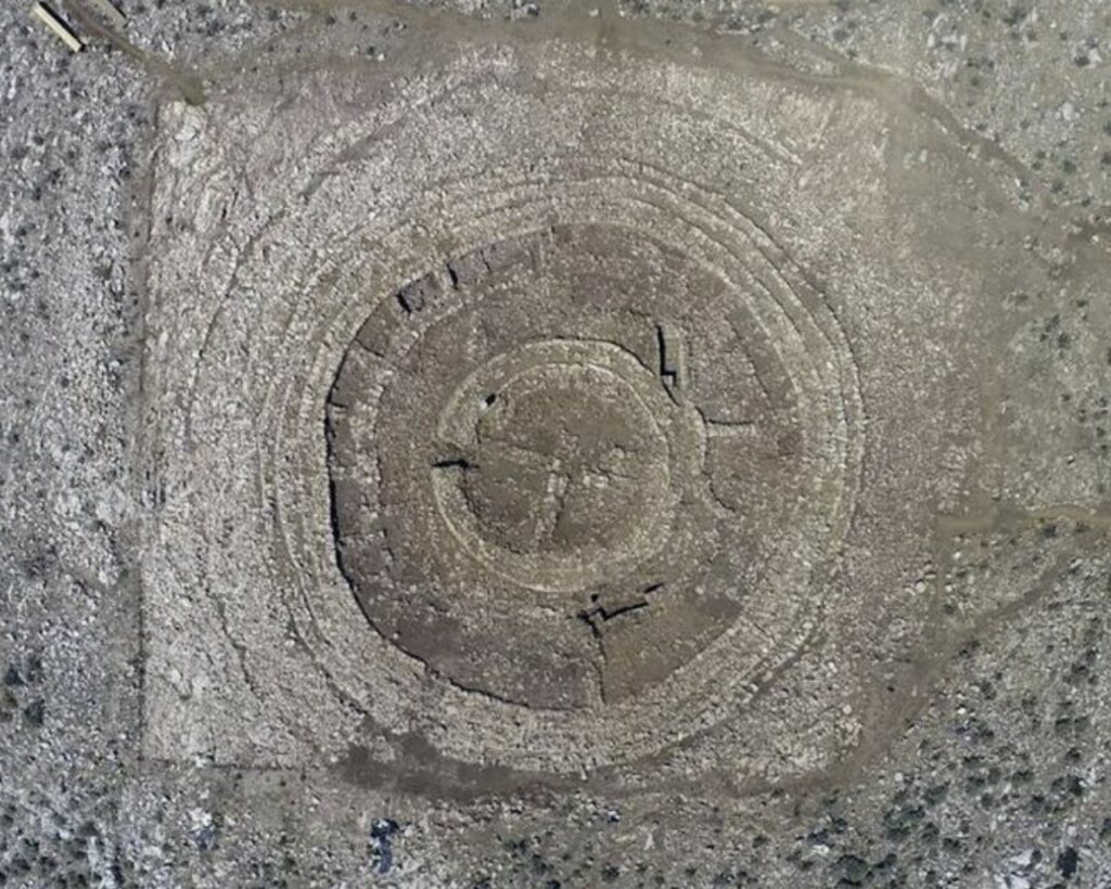 Mysterious 4,000-year-old circular stone building discovered on a Cretan hilltop from above