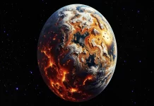 Proto-Earth: Remnants of Primordial Lost World That Survived Giant Impact Found Deep Within Planet Earth Conceptual view of Earth with deep mantle where proto-Earth potassium isotope signatures persist