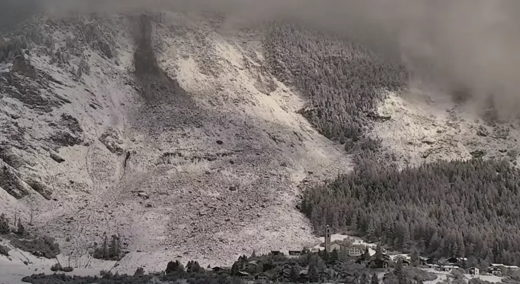 Massive rockfall threat above Brienz, Switzerland, with cliffs shifting up to ten centimeters per day in November 2025.