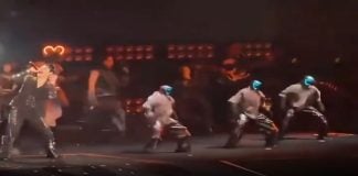 The Backstreet Bots & Weekend at Bernies Meets Little Miss Sunshine Robots performing synchronized dance moves on stage during a live concert in China, highlighting AI and automation replacing human performers