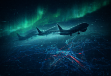 Airplanes “Teleported” During a Solar Storm — What Really Happened to GPS Over Europe Airplane appearing to jump across a map of Europe during a solar storm, illustrating GPS and ADS-B tracking errors in May 2024